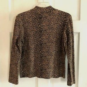 Jones New York Leopard print mock cotton turtleneck